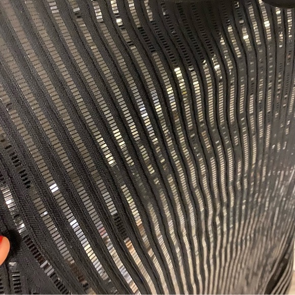 St. John Evening | Vintage Turtleneck Sequin Black Top - Picture 4 of 7